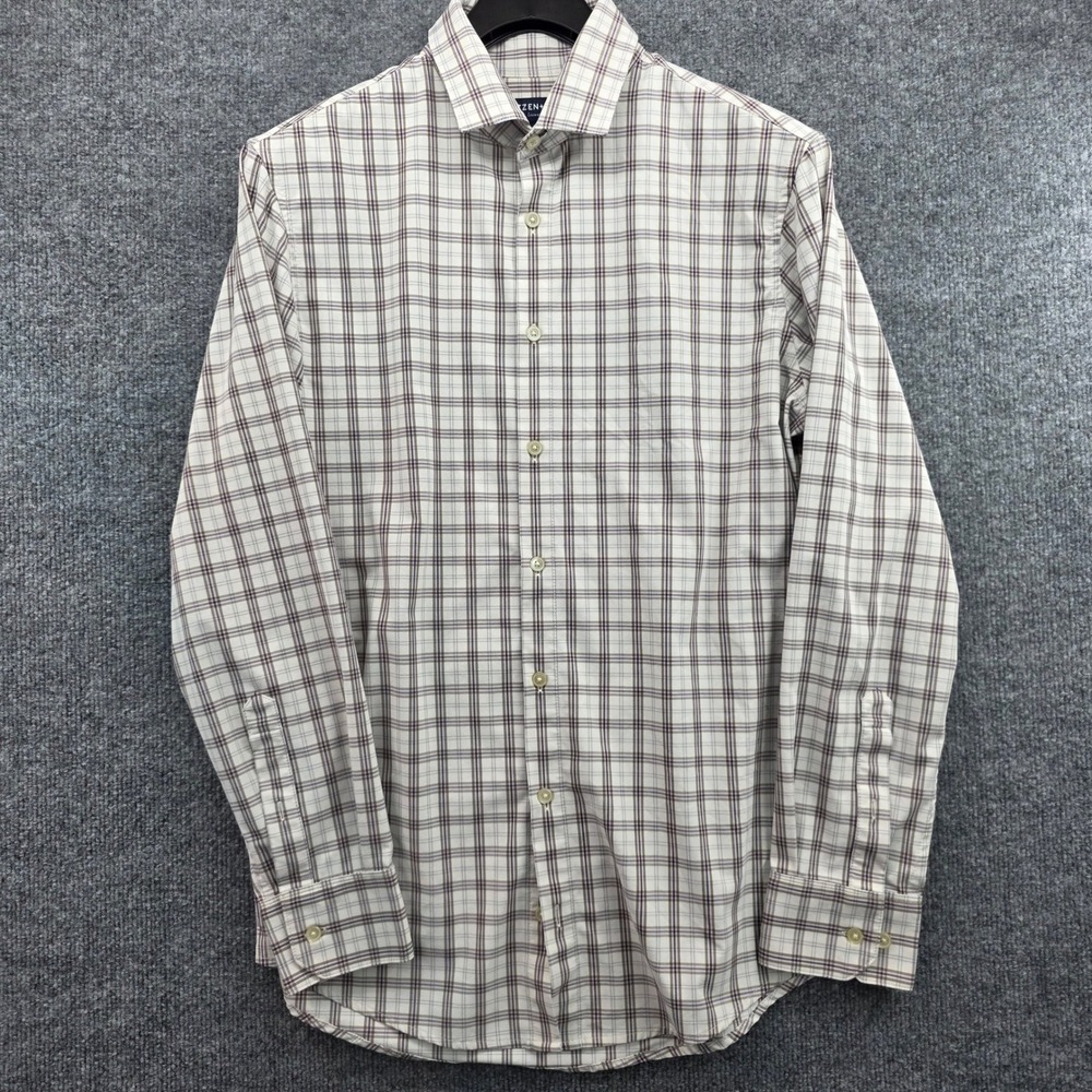 Mizzen+Main Leeward Mens Trim Fit Plaid Long Sleeve Dress‎ Shirt Size M